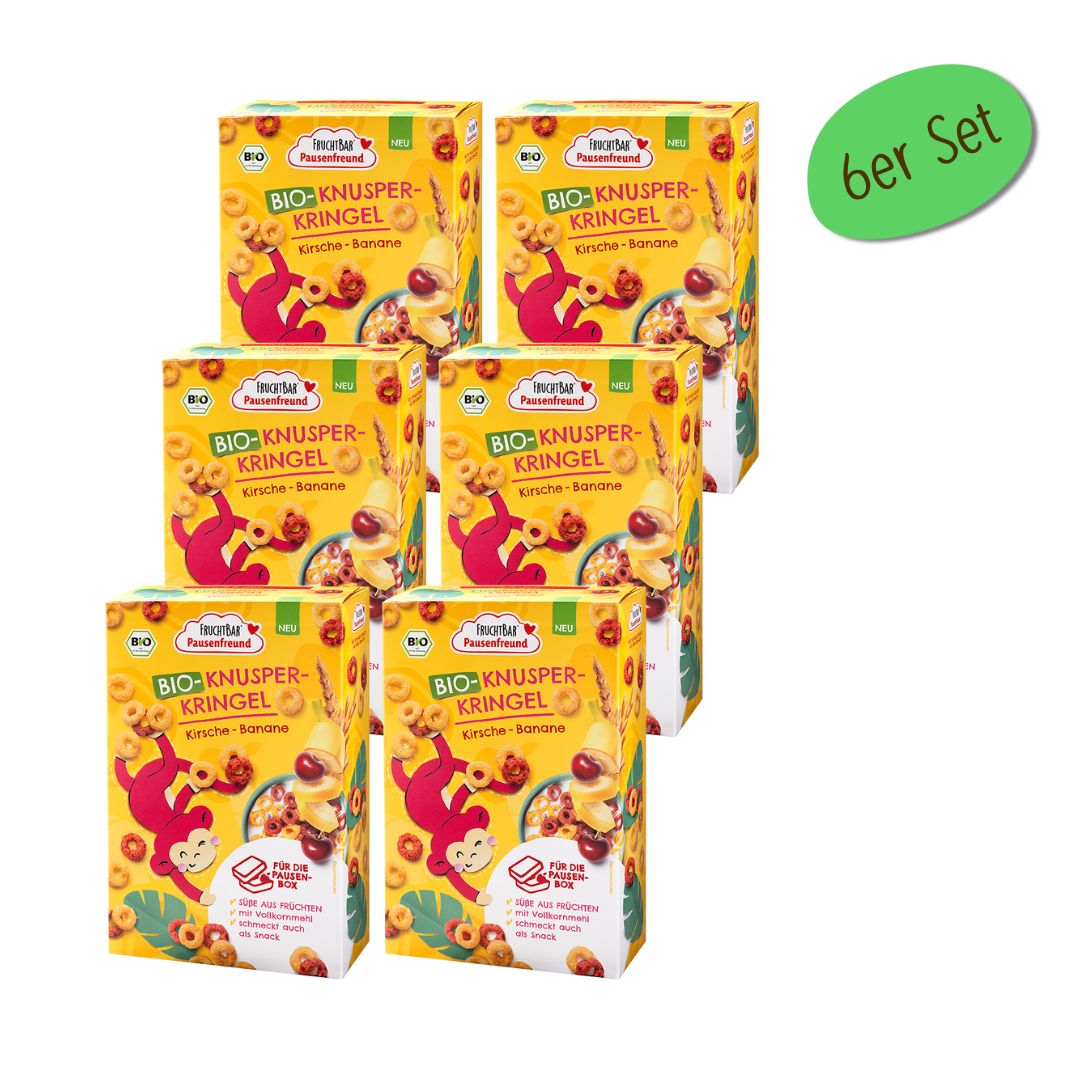 Bio Knusper Kringel - FruchtBar Pausenfreund - 6er Vorratspack - Vorderseite