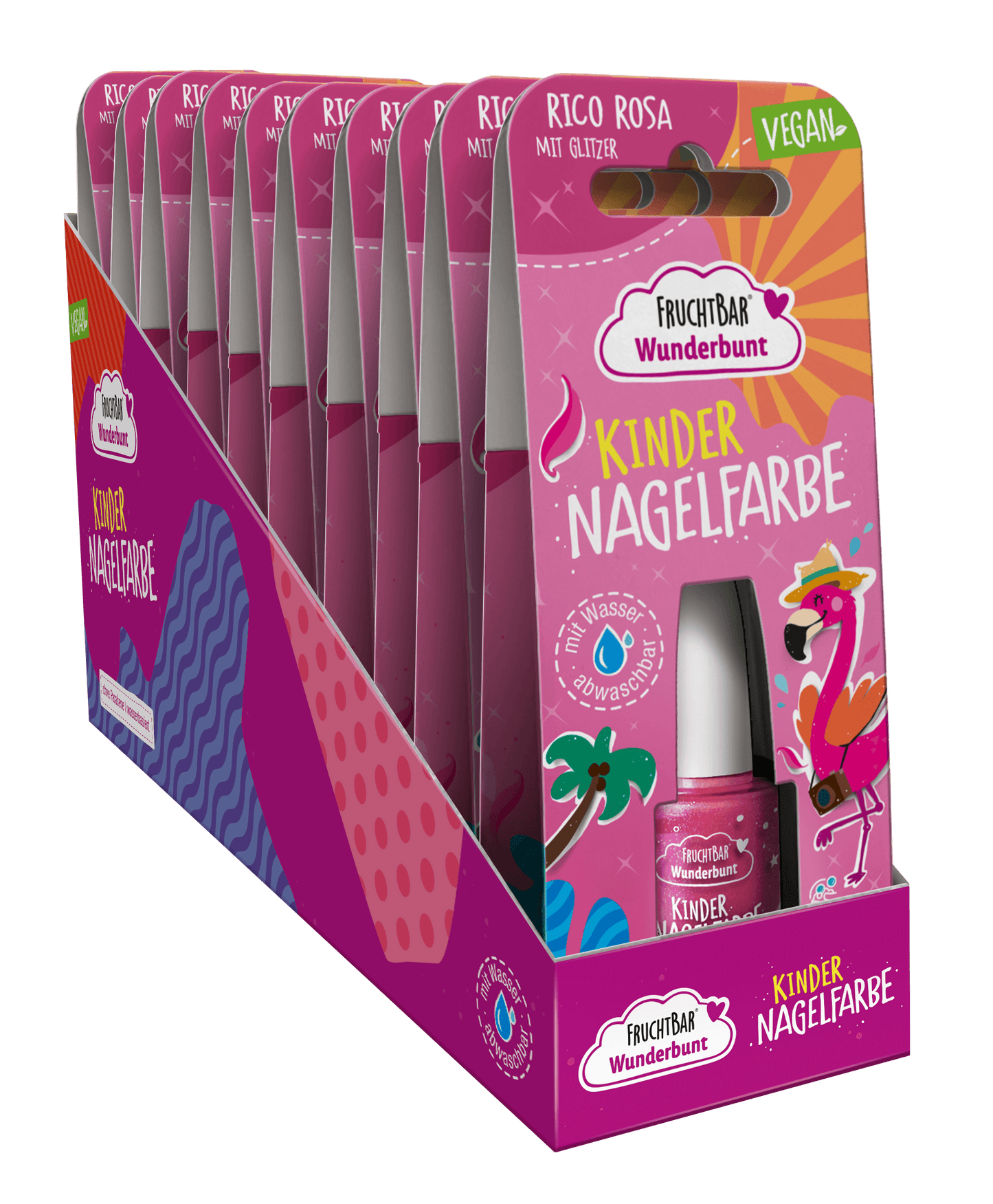 Wunderbunt Kinder Nagelfarbe Rico Rosa - 10 Stück