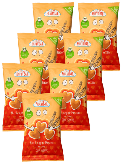  Bio Laugen Herzen mit Dinkel - FruchtBar - 7er Vorratspack - Vorderseite