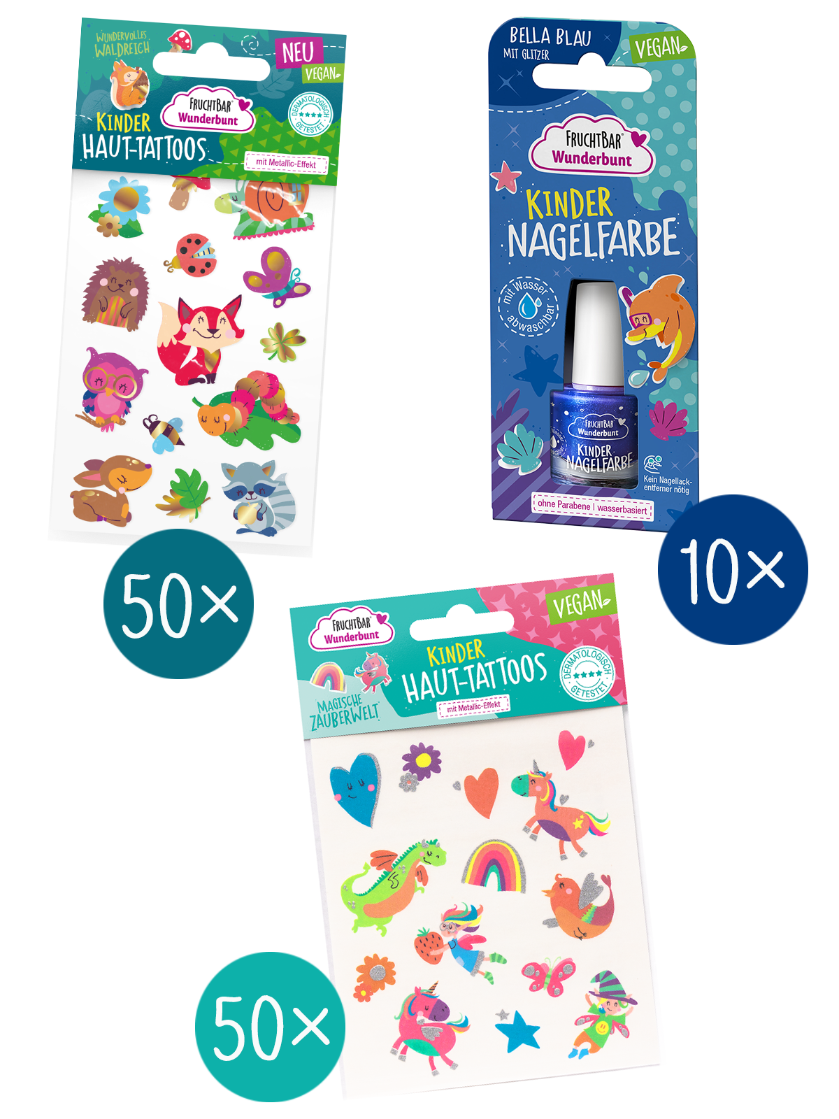 Kennlernset für Händler mit Kinder Haut Tattoos und Kinder Nagellack