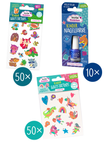 Kennlernset für Händler mit Kinder Haut Tattoos und Kinder Nagellack