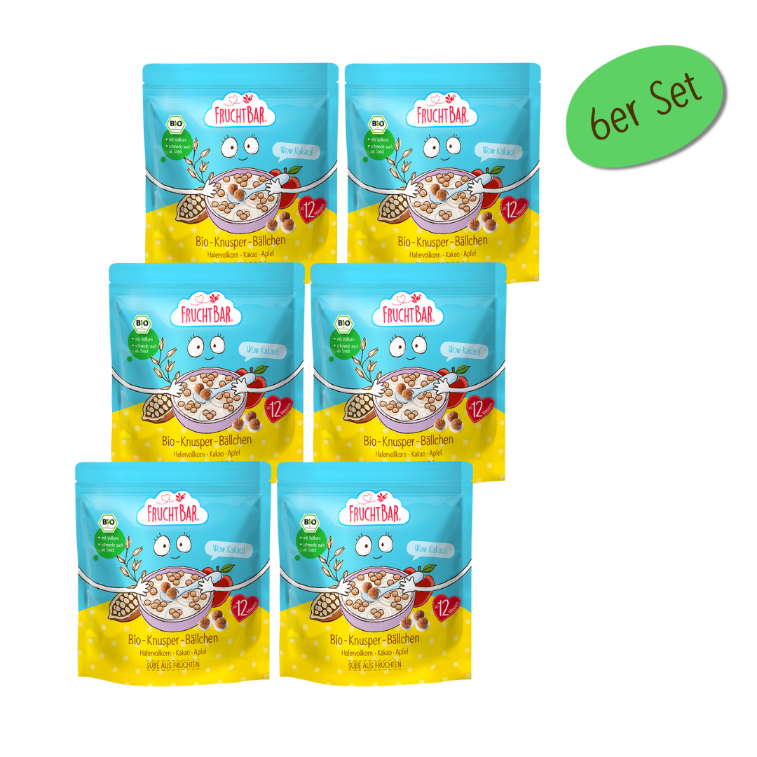 Bio Knusper Bällchen _Wow Kakao_ - FruchtBar - 6er Vorratspack - Vorderseite