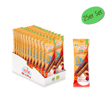 Bio Früchte Duo Pfirsich Himbeere - FruchtBar Pausenfreund - 25er Vorratspack - Vorderseite