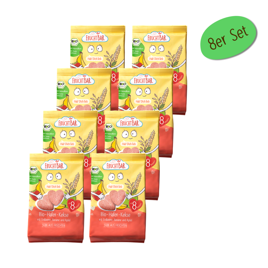 Bio Hafer Kekse - FruchtBar - 8er Vorratspack - Vorderseite