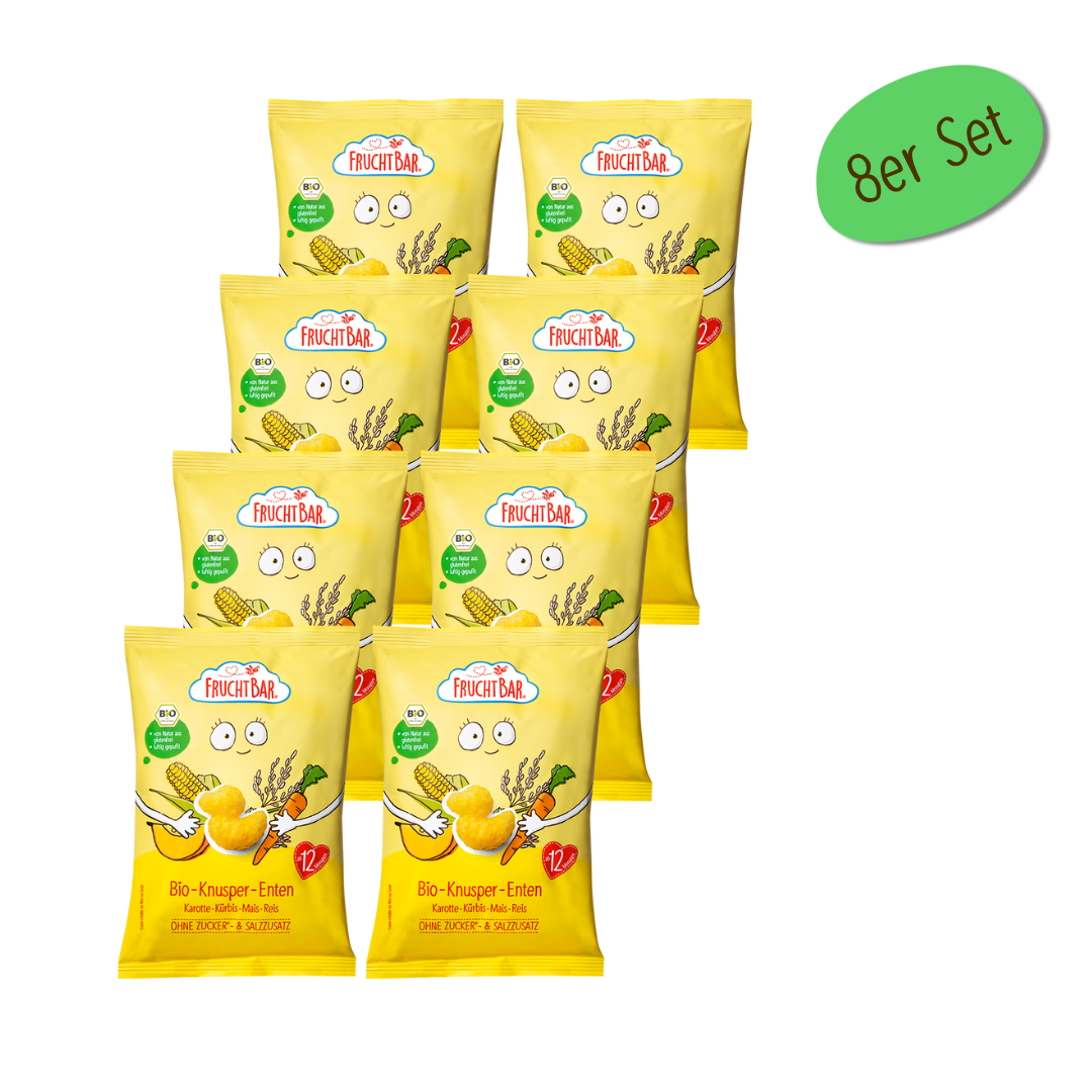 Bio Knusper Enten - FruchtBar - 8er Vorratspack - Vorderseite