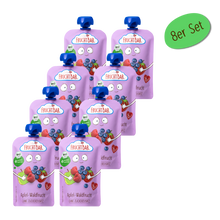 Bio Quetschie Apfel, Waldfrucht - FruchtBar - 8er Vorratspack - Vorderseite