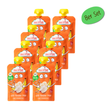 Bio Quetschie Apfel, Banane, Hafer - FruchtBar - 8er Vorratspack - Vorderseite