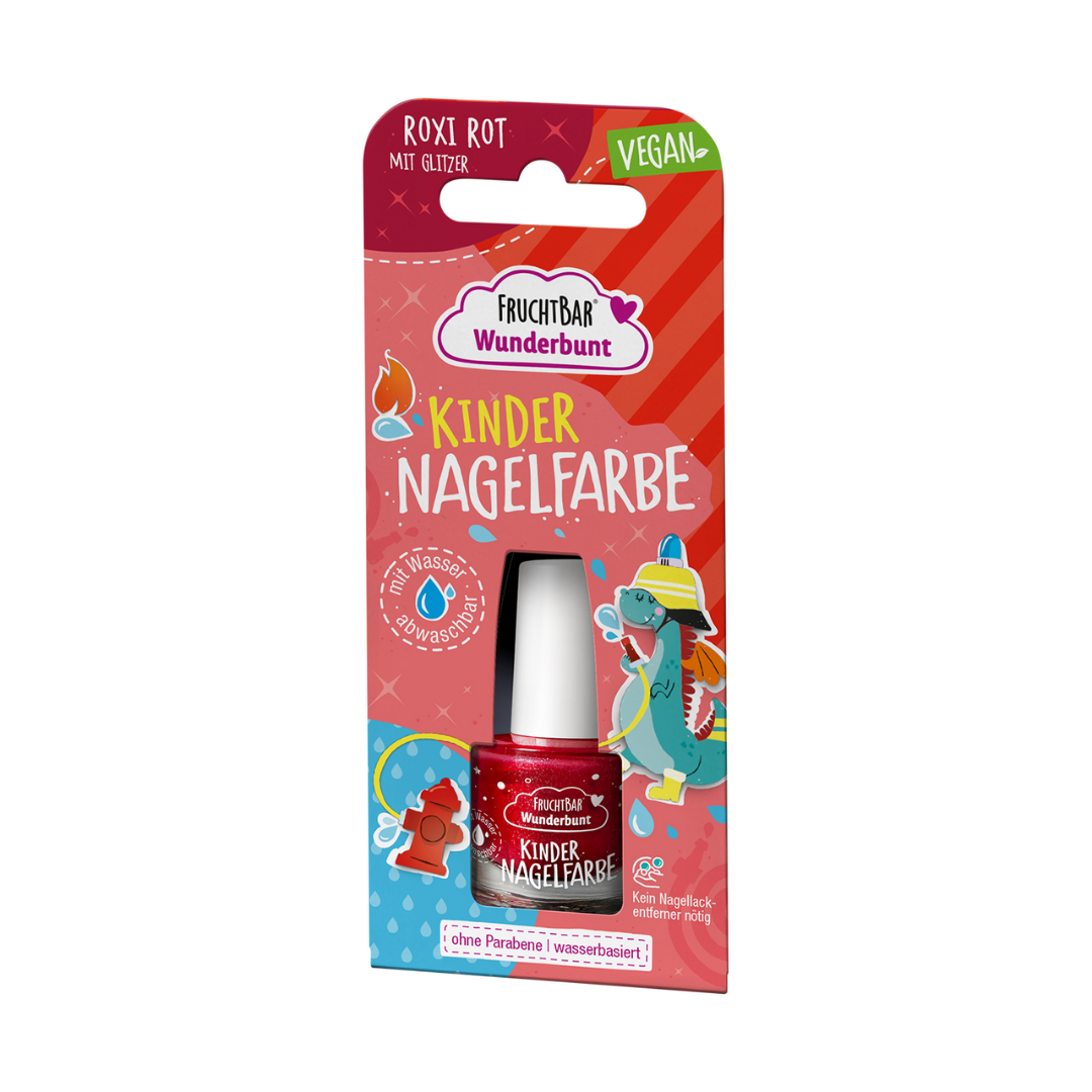 Kinder Nagelfarbe 'Roxi Rot mit Glitzer'