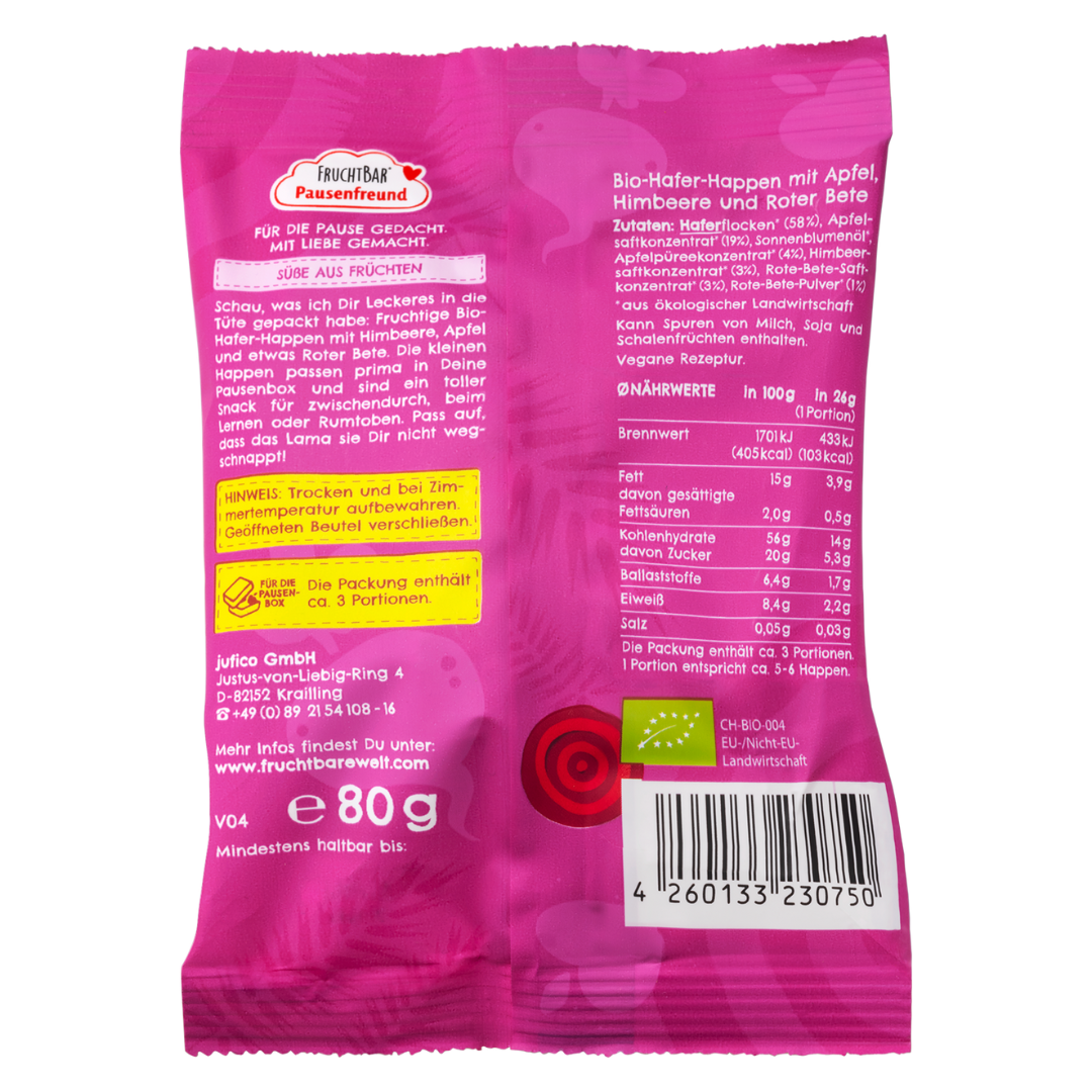 Bio Hafer Happen Himbeere, Apfel, Rote Bete