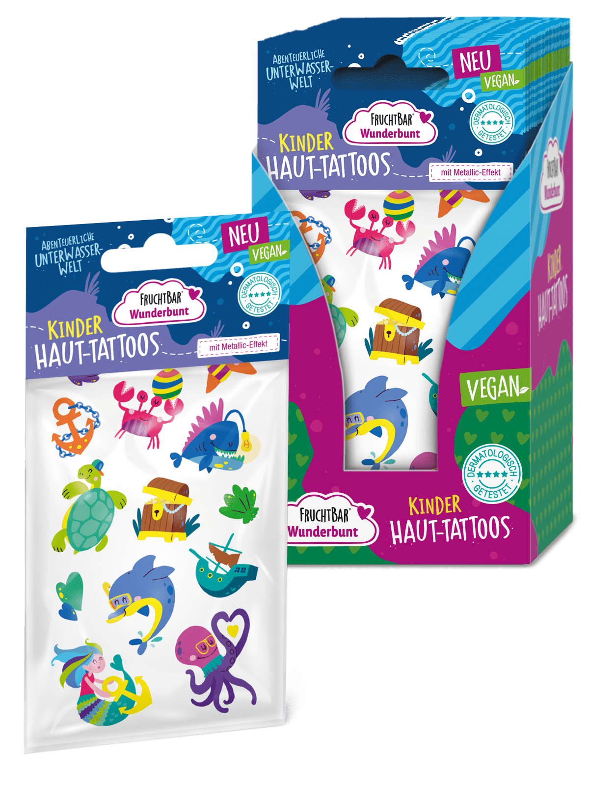 Wunderbunt Kinder-Haut-Tattoos Abenteuerliche Unterwasserwelt - 50 Stk.