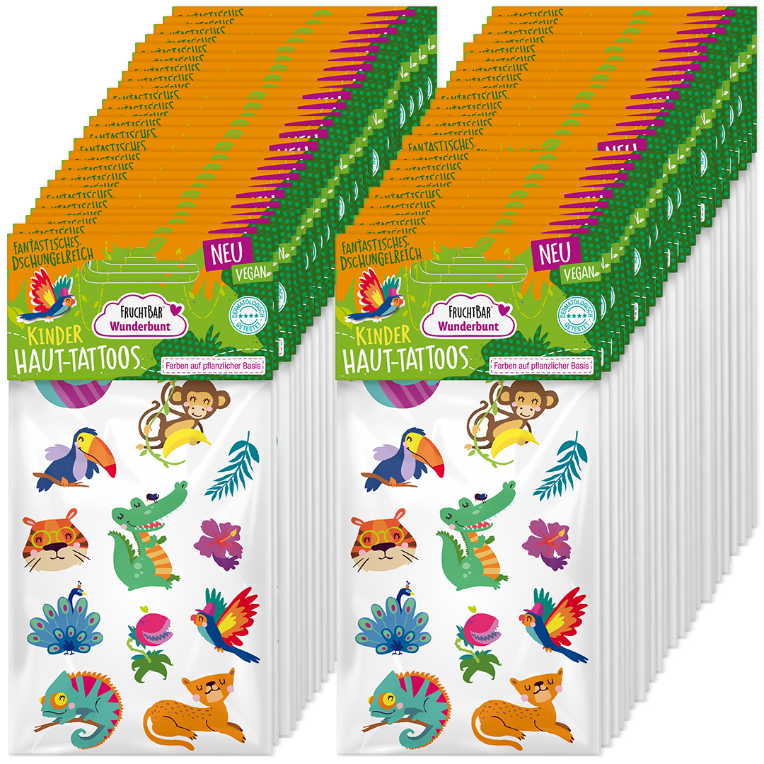 Wunderbunt Kinder-Haut-Tattoos Fantastisches Dschungelreich - 50 Stk.