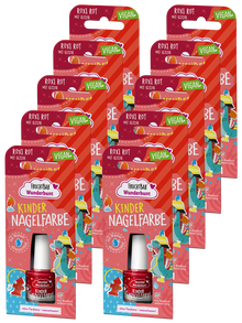Kinder Nagelfarbe Roxi Rot mit Glitzer - FruchtBar Wunderbunt - 10er Vorratspack - Vorderseite