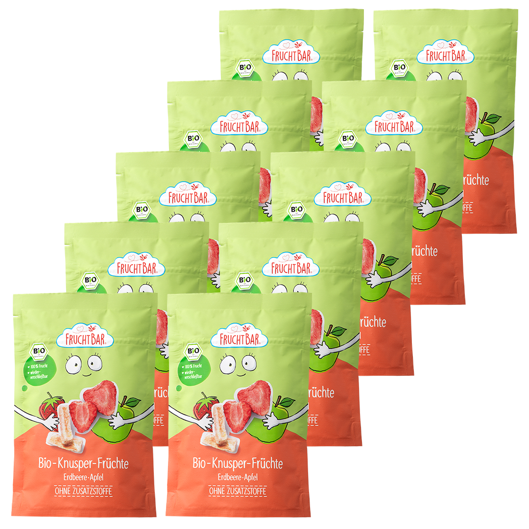 Bio Knusper Früchte Apfel-Erdbeere - 10er Pack