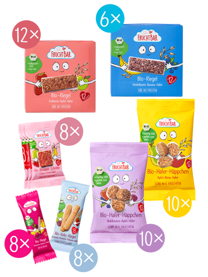 7 verschiedene FruchtBar Riegel für dein Geschäft