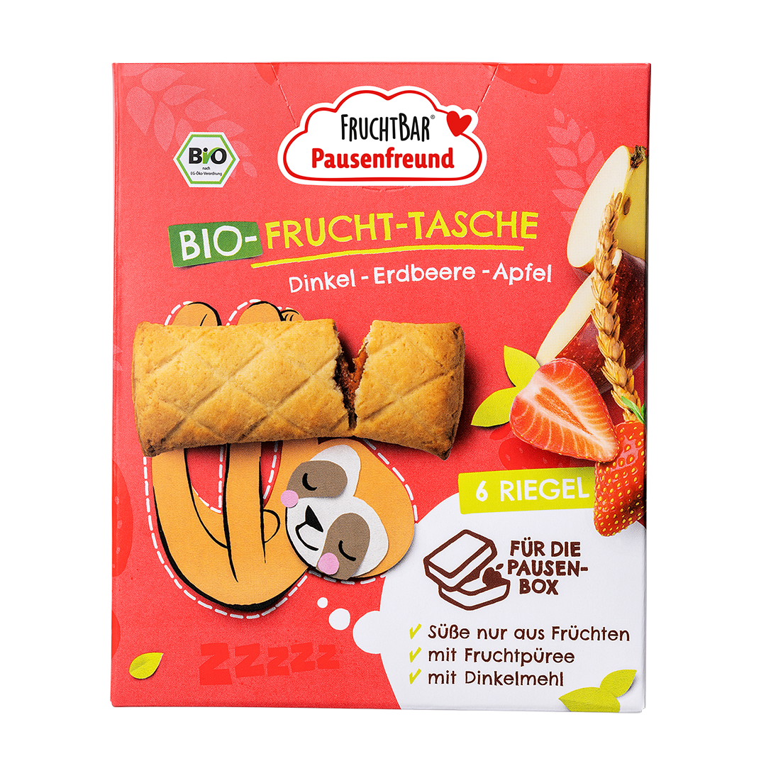 Bio Fruchttasche Erdbeere, Dinkel, Apfel