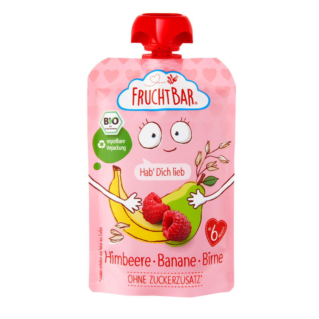 Bio Quetschie Himbeere, Banane, Birne 