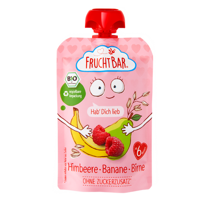 Bio Quetschie Himbeere, Banane, Birne