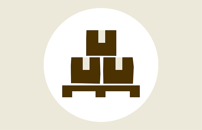 Icon zeigt Kartons auf Palette