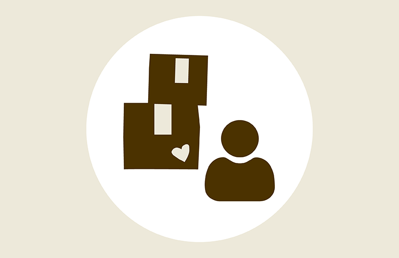 Icon zeigt zwei Kartons mit einer Privatperson